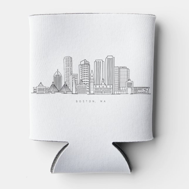 Minimalistische Skyline-Illustration in Boston Cit Dosenkühler (Vorderseite)