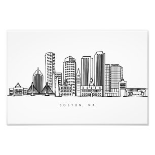 Minimalistische Skyline-Illustration in Boston Cit Fotodruck
