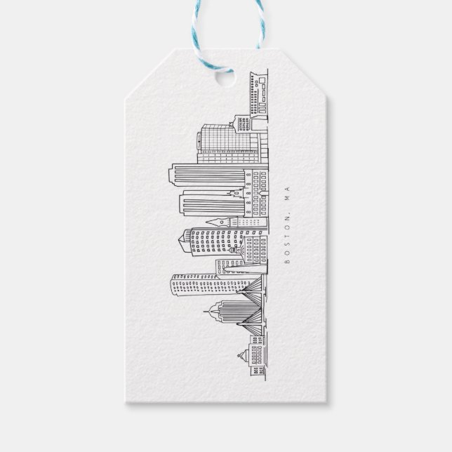 Minimalistische Skyline-Illustration in Boston Cit Geschenkanhänger (Vorderseite)