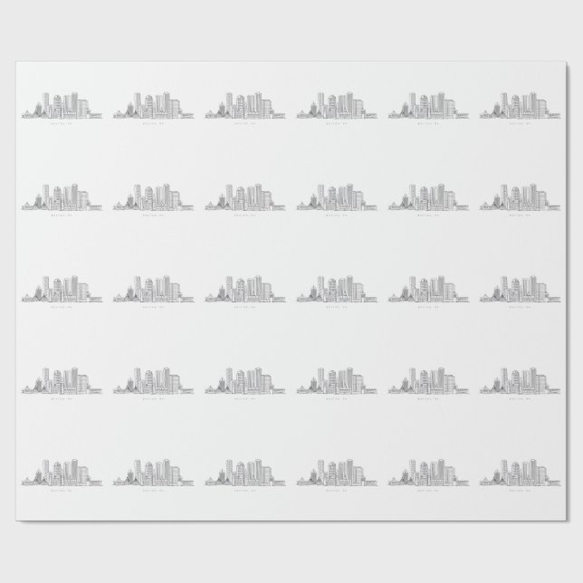 Minimalistische Skyline-Illustration in Boston Cit Geschenkpapier (Flach)