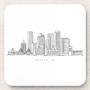 Minimalistische Skyline-Illustration in Boston Cit Getränkeuntersetzer