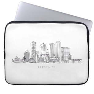 Minimalistische Skyline-Illustration in Boston Cit Laptopschutzhülle