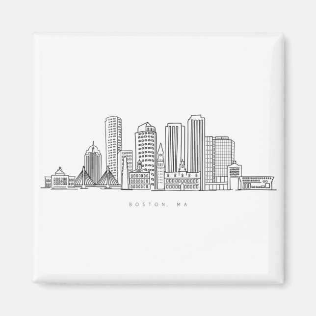 Minimalistische Skyline-Illustration in Boston Cit Magnet (Vorne)