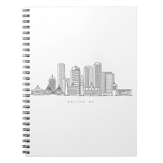 Minimalistische Skyline-Illustration in Boston Cit Notizblock (Vorderseite)