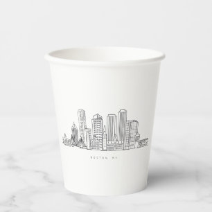Minimalistische Skyline-Illustration in Boston Cit Pappbecher