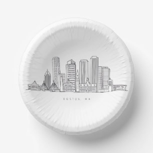 Minimalistische Skyline-Illustration in Boston Cit Pappteller