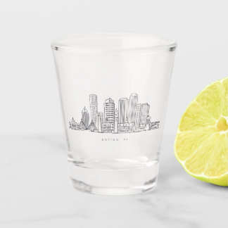 Minimalistische Skyline-Illustration in Boston Cit Schnapsglas