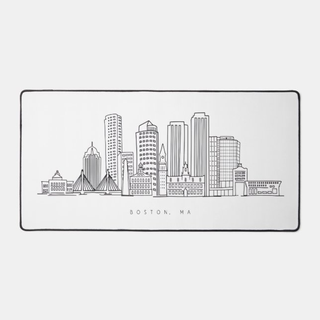 Minimalistische Skyline-Illustration in Boston Cit Schreibtischunterlage (Vorderseite)