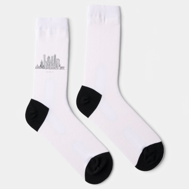 Minimalistische Skyline-Illustration in Boston Cit Socken (Rechts)