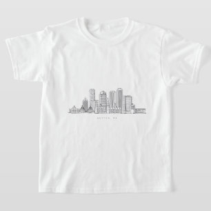 Minimalistische Skyline-Illustration in Boston Cit T-Shirt