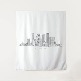 Minimalistische Skyline-Illustration in Boston Cit Wandteppich