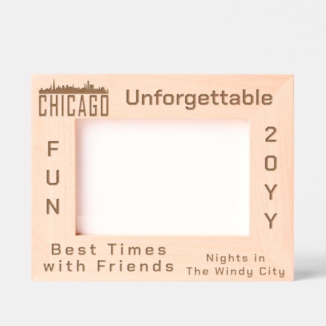 Minimalistische Skyline-Silhouette von Chicago Cit Geätzte Rahmen (Vorderseite)