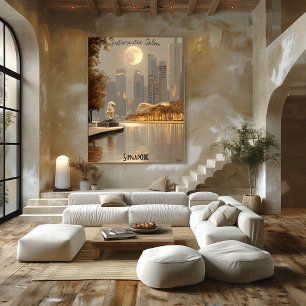 Minimalistische Skyline von Singapur – Asiatische  Poster