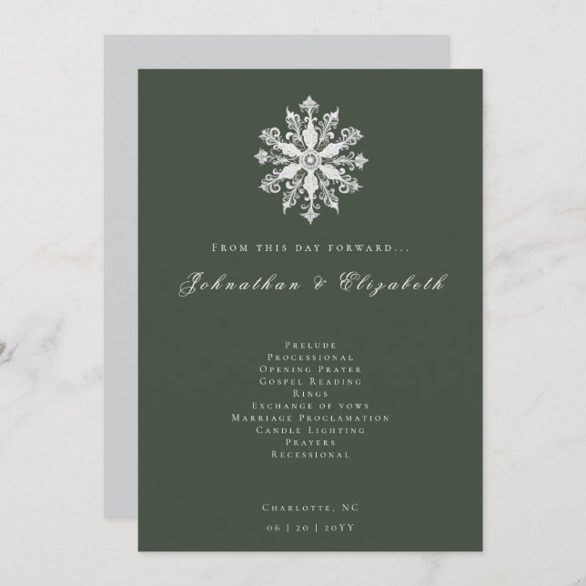 Minimalistische Snowflake-Hochzeit | Green Programm (Vorne/Hinten)