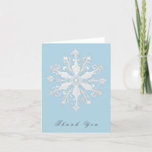 Minimalistische Snowflake-Hochzeit Ice Blue Dankeskarte