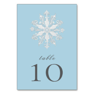 Minimalistische Snowflake-Hochzeit   Ice Blue Tischnummer