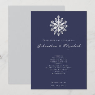 Minimalistische Snowflake-Hochzeit Marineblau Programm