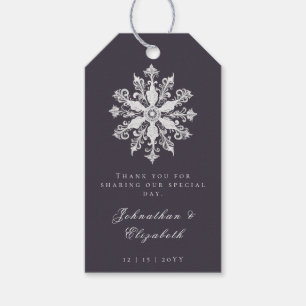 Minimalistische Snowflake-Hochzeit   Plum Lila Fav Geschenkanhänger