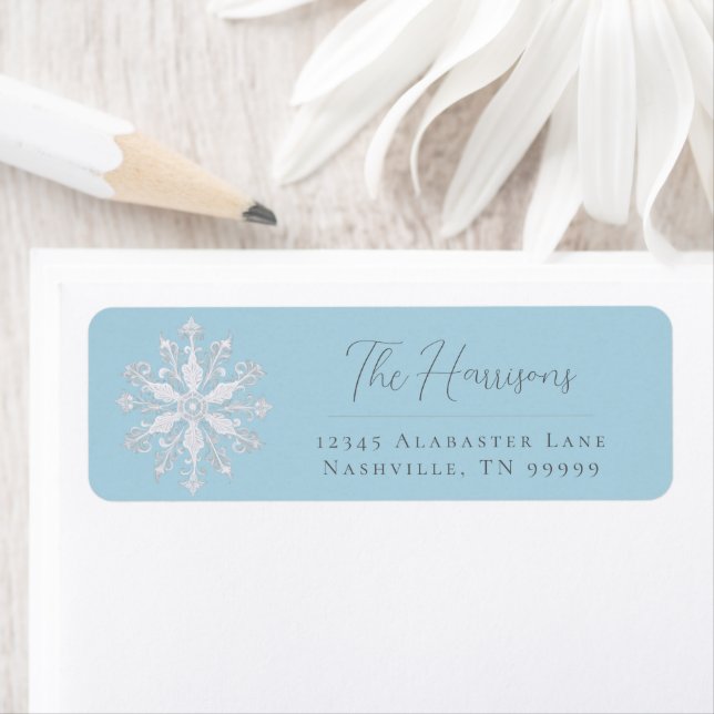Minimalistische Snowflake-Hochzeitadresse | Ice Bl (Insitu)