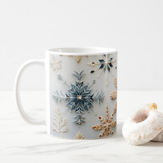 Minimalistische Snowflakes-Tasse Kaffeetasse (Mit Donut)