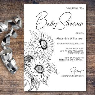 Minimalistische Sonnenblume auf der White Baby Dus Einladung