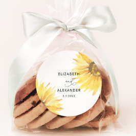 Minimalistische Sonnenblumenhochzeit Runder Aufkleber