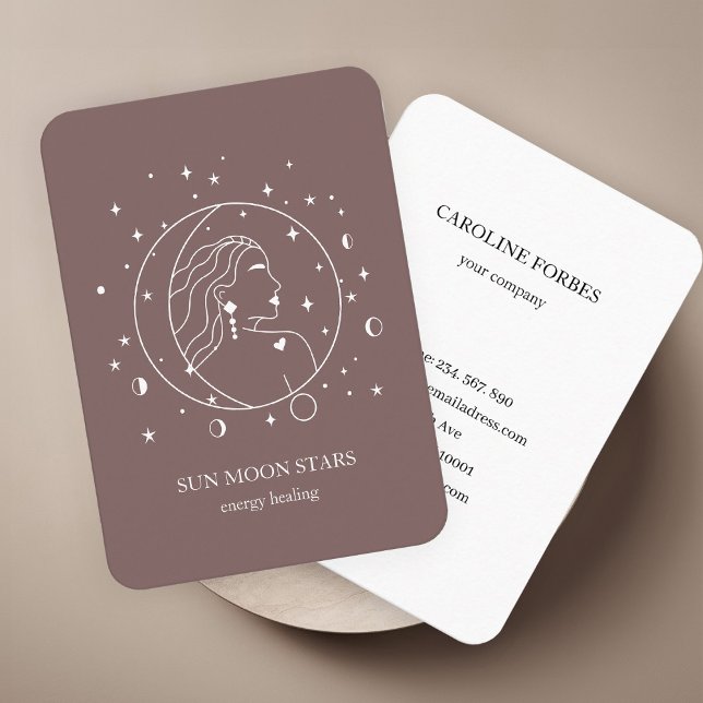 Minimalistische Sonnenmond-Sternenkarte Visitenkarte (Minimalistic sun moon star Business card)