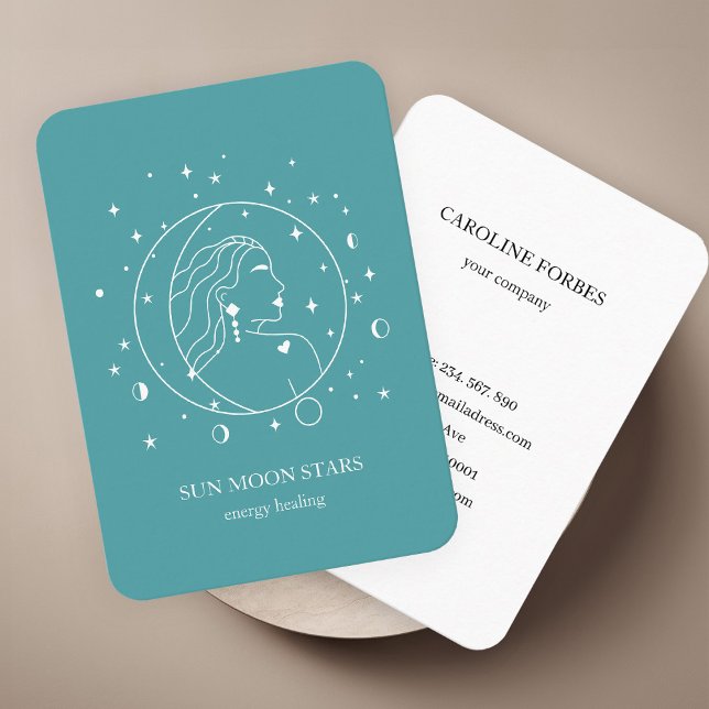 Minimalistische Sonnenmond-Sternenkarte Visitenkarte (Minimalistic sun moon star Business card)