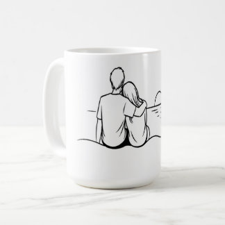 Minimalistische Sonnenuntergangs-Moment-Linienkuns Kaffeetasse