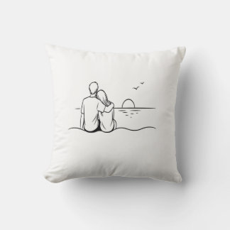 Minimalistische Sonnenuntergangs-Moment-Linienkuns Kissen