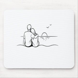 Minimalistische Sonnenuntergangs-Moment-Linienkuns Mousepad
