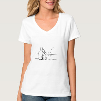 Minimalistische Sonnenuntergangsmoment-Linienkunst T-Shirt