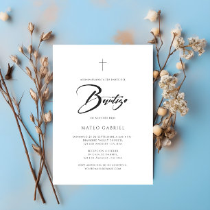 Minimalistische spanische elegante Taufeinladung  Einladung