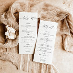 Minimalistische Speisekarte für Hochzeiten | Lasst<br><div class="desc">Dieses schöne Wedding Menu bietet handgeschriebene Kalligraphie mit minimalistischer moderner Gestaltung - ein perfekter Akzent für Ihre Hochzeit oder besondere Veranstaltung. Nutzen Sie dieses Menü für jeden Anlass, egal ob Hochzeit, Brautdusche oder Babydusche, Verlobungsfeier, Party für den Ruhestand... was Sie wollen! Editieren Sie einfach *most* nach Ihren Wünschen! Farben sind...</div>