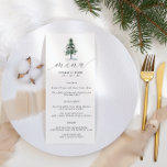 Minimalistische Speisekarte für Rustikale Pinienbä Menükarte<br><div class="desc">Minimalistisches Rustikales Pine Tree Wedding Menu mit der Überschrift "menu" in dunkelgrauem,  modernem Kalligraphie-Schriftart. Bearbeiten Sie mit Ihren Namen,  Hochzeitstermin und Menü. Klicken Sie auf "Weiter anpassen",  um das Layout anzupassen.</div>