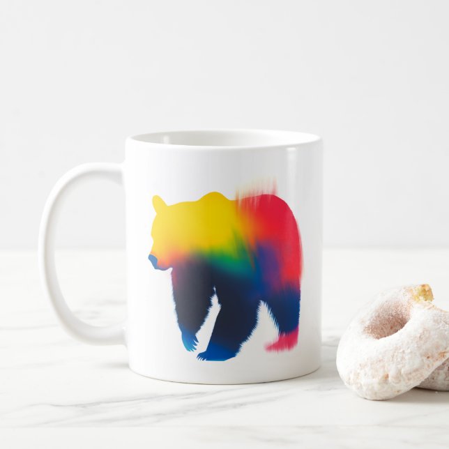 Minimalistische Spray Paint Bear Silhouette Kaffeetasse (Mit Donut)