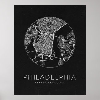 Minimalistische Stadtkarte Philadelphia Poster