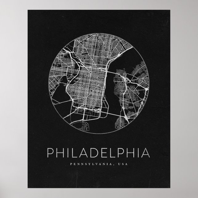 Minimalistische Stadtkarte Philadelphia Poster (Vorne)