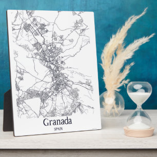 Minimalistische Stadtkarte von Granada als Tischpl Fotoplatte