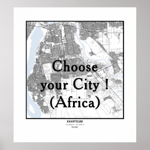 Minimalistische Stadtplakat-Linienkunst AFRIKA Poster