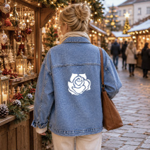 Minimalistische Stammesrose Schwarze Abstrakte Wei Jeansjacke