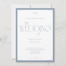 Minimalistische Staubblaue Elegante Monogramm-Hoch
