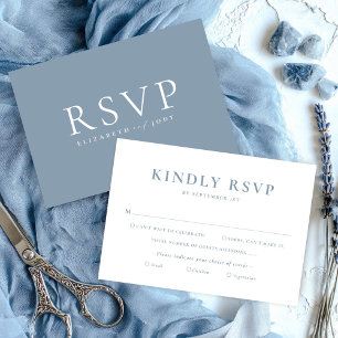 Minimalistische staubblaue Hochzeits-RSVP-Karte RSVP Karte