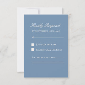 Minimalistische Staubblaue Hochzeits-RSVP-Karte RSVP Karte