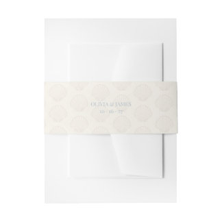 Minimalistische staubblaue Küsten-Muschel-Hochzeit Einladungsbanderole