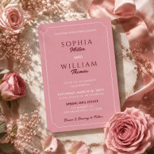 Minimalistische Staubrose-Pink Hochzeitseinladung
