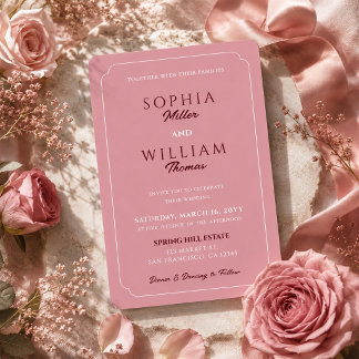 Minimalistische Staubrose-Pink Hochzeitseinladung Einladung