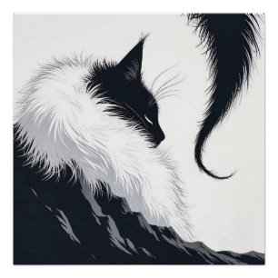Minimalistische Stille Katze Poster