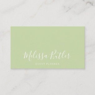 Minimalistische stilvolle Kalligraphie-Pastellgrü Visitenkarte