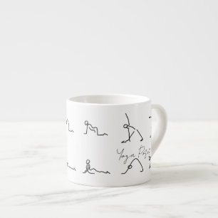 Minimalistische Stockfigur-Yoga-Posen Espressotasse